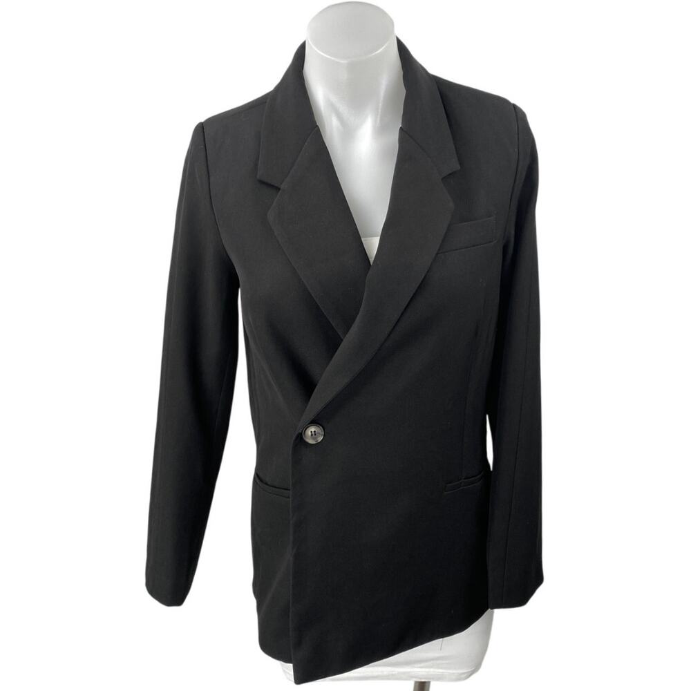 Edit by Nine Women's Black Notch Collar Button Long Sleeve Blazer Coat Jacket S